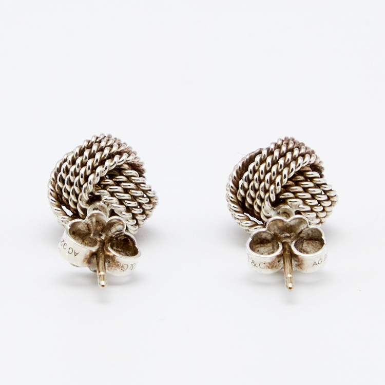 Pre Owned Tiffany & Co. Tiffany Twist Knot Sterling Silver Stud Earrings