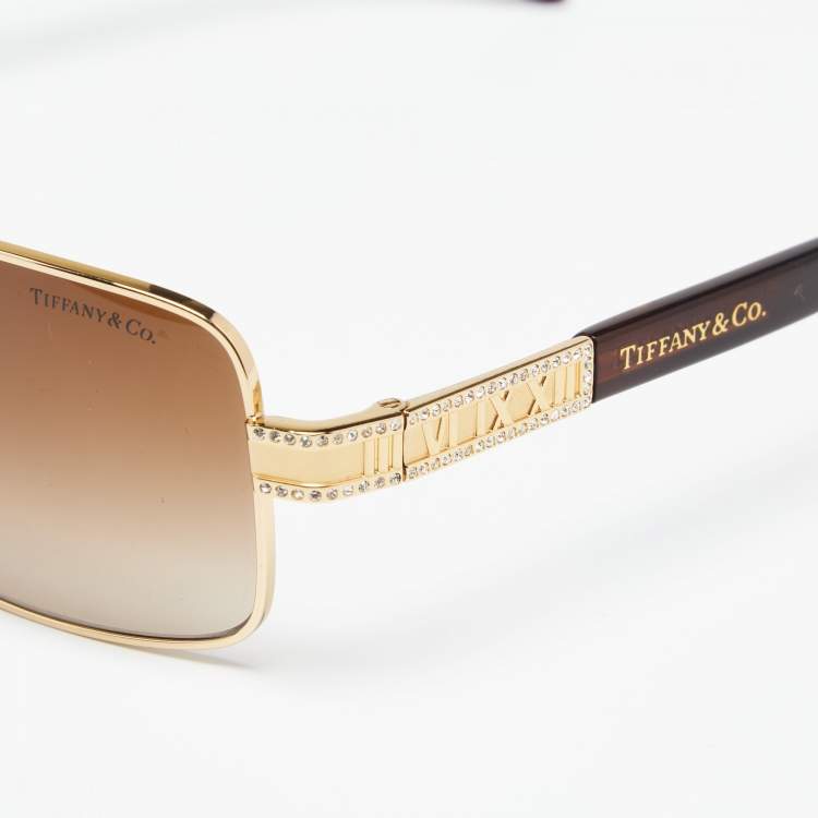 Pre Owned Tiffany & Co. Brown TF3001-B Brown Gradient Rectangle Sunglasses