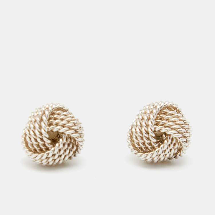 Pre Owned Tiffany & Co. Twist Knot Sterling Silver Stud Earrings