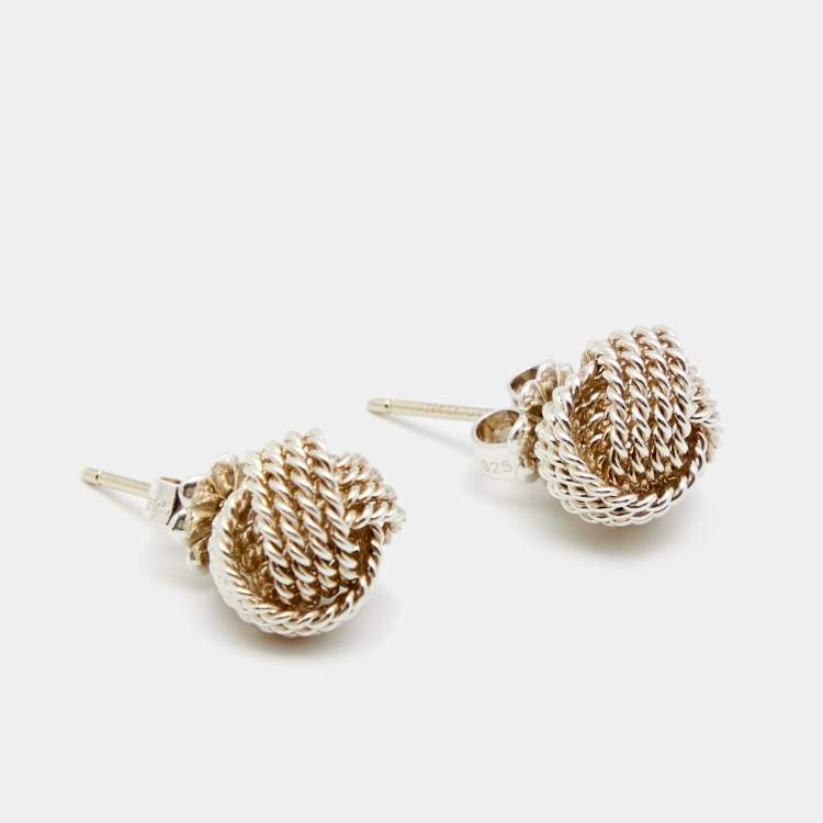 Pre Owned Tiffany & Co. Twist Knot Sterling Silver Stud Earrings