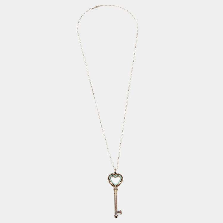 Pre Owned Tiffany & Co. Tiffany Key Enamel Sterling Silver Pendant Necklace