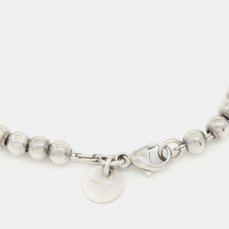 Pre Owned Tiffany & Co. Return to Tiffany Heart Tag Silver Bead Bracelet