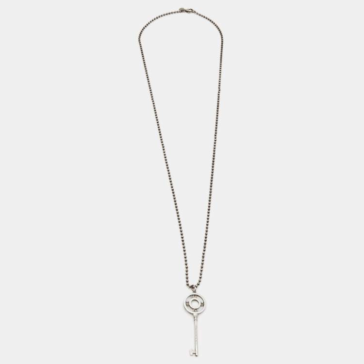 Pre Owned Tiffany & Co. Atlas Key Sterling Silver Pendant Necklace