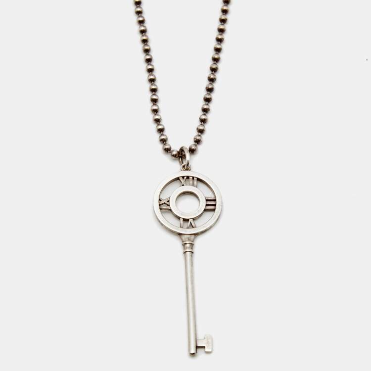 Pre Owned Tiffany & Co. Atlas Key Sterling Silver Pendant Necklace