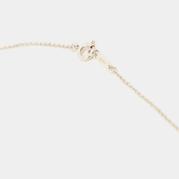 Pre Owned Tiffany & Co. Oval Mini Key Sterling Silver Pendant Necklace