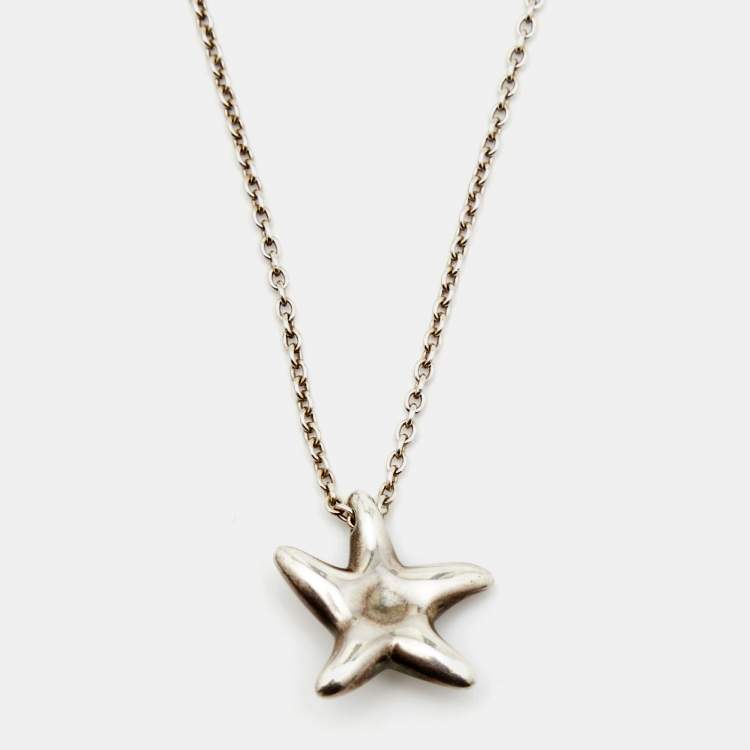 Pre Owned Tiffany & Co. Elsa Peretti Starfish Sterling Silver Pendant Necklace