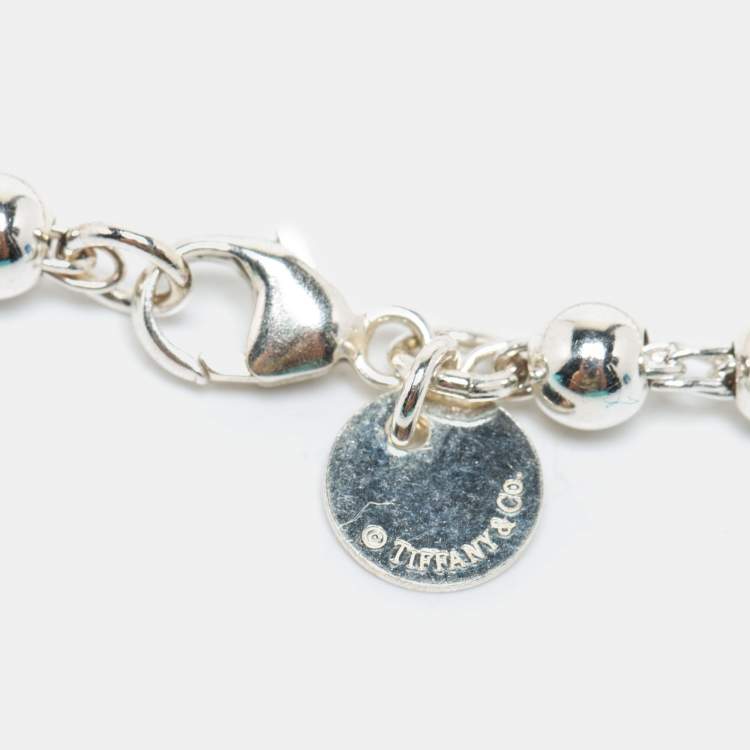 Pre Owned Tiffany & Co. Return to Tiffany Heart Tag Enamel Sterling Silver Bead Bracelet