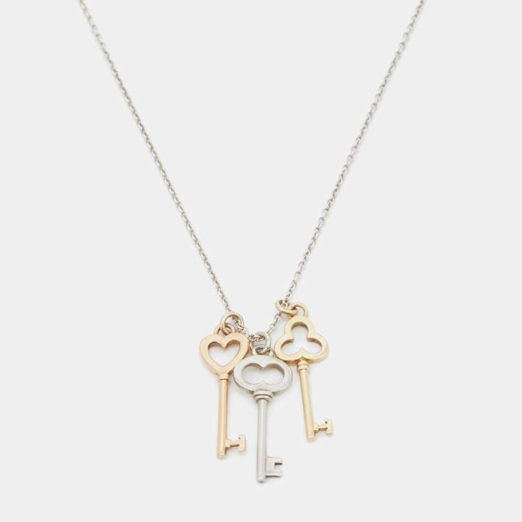 Tiffany & Co. Three Key 18K Two Tone Gold Sterling Silver Pendant