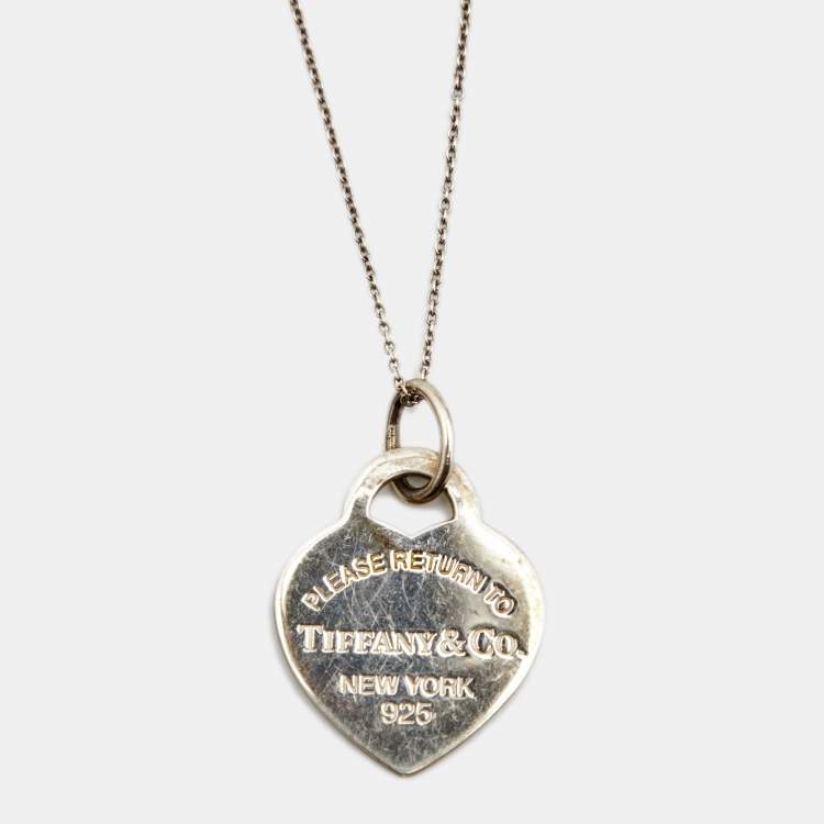 Pre Owned Tiffany & Co. Return To Tiffany Heart Tag Enamel Sterling Silver Pendant Necklace