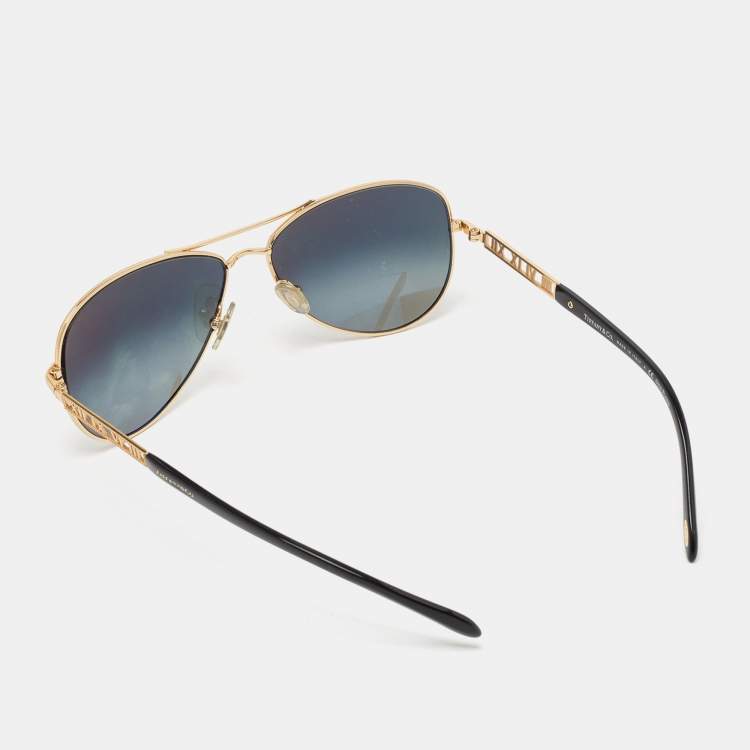 Pre Owned Tiffany & Co. Gold Plated / Grey Gradient TF 3047-K Atlas Aviator Sunglasses