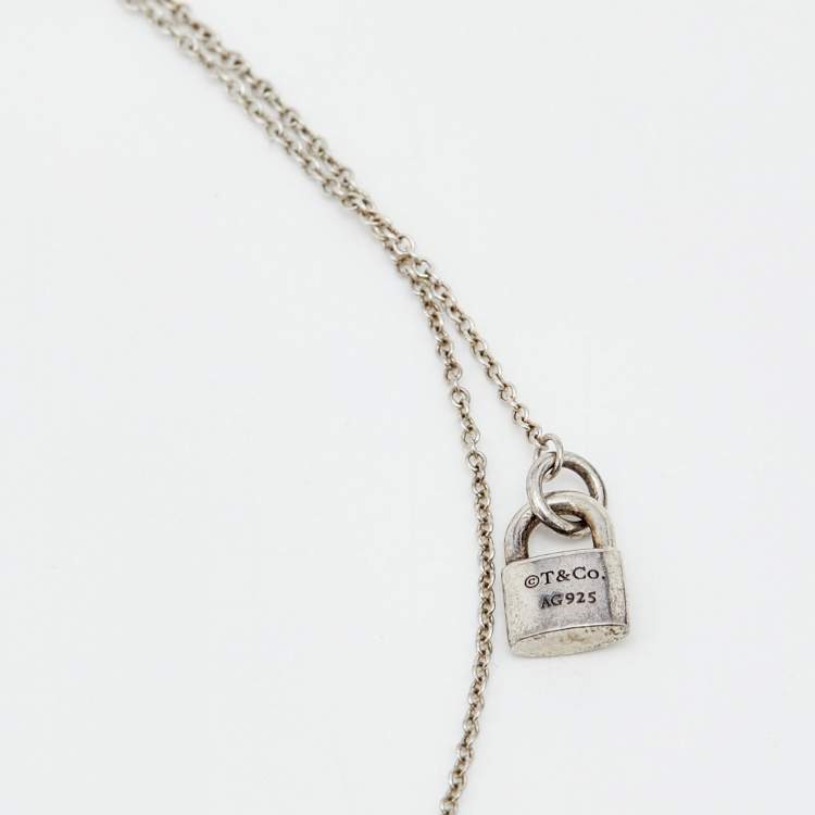 Pre Owned Tiffany & Co. Return to Love Tiffany & Co. Lock Key Charm Heart Tag Sterling Silver Pendant Necklace