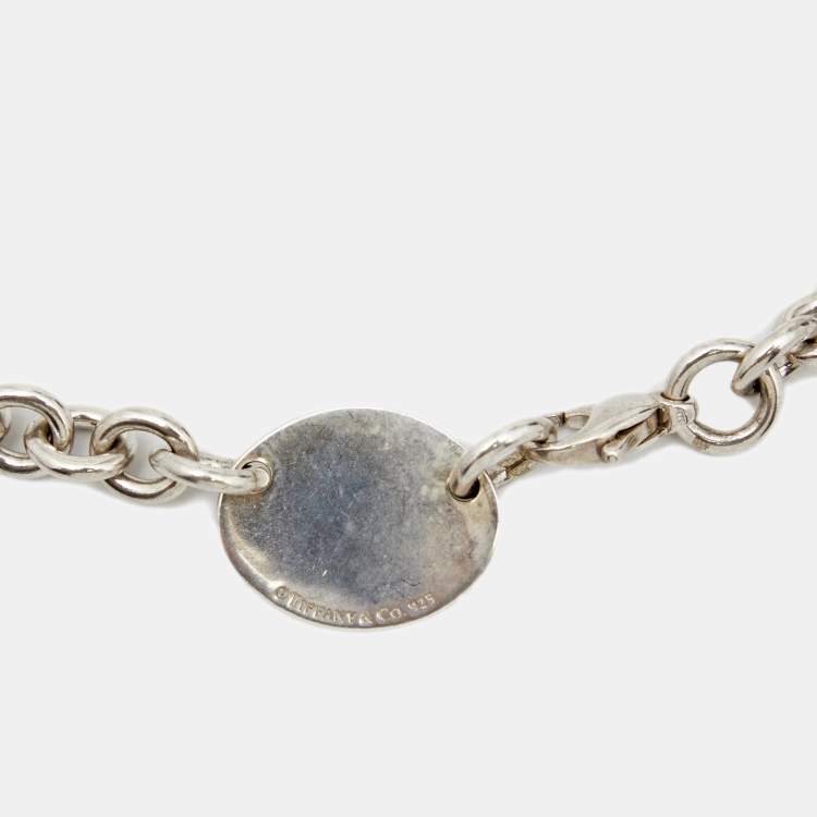 Pre Owned Tiffany & Co. Return to Tiffany Oval Tag Silver Choker Necklace