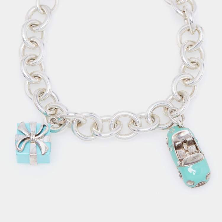 Pre Owned Tiffany & Co. Return to Tiffany & Co. Multi Charm Enamel Sterling Silver Bracelet