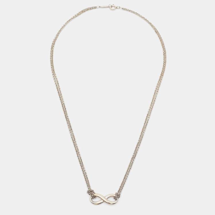 Tiffany & Co. Sterling Infinity Pendant Double Chain Necklace | eBay
