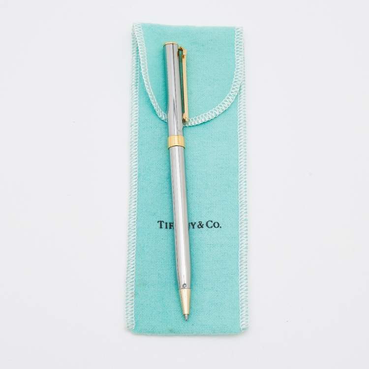 Pre Owned Tiffany & Co. Two Tone T-Clip Ballpoint Pen