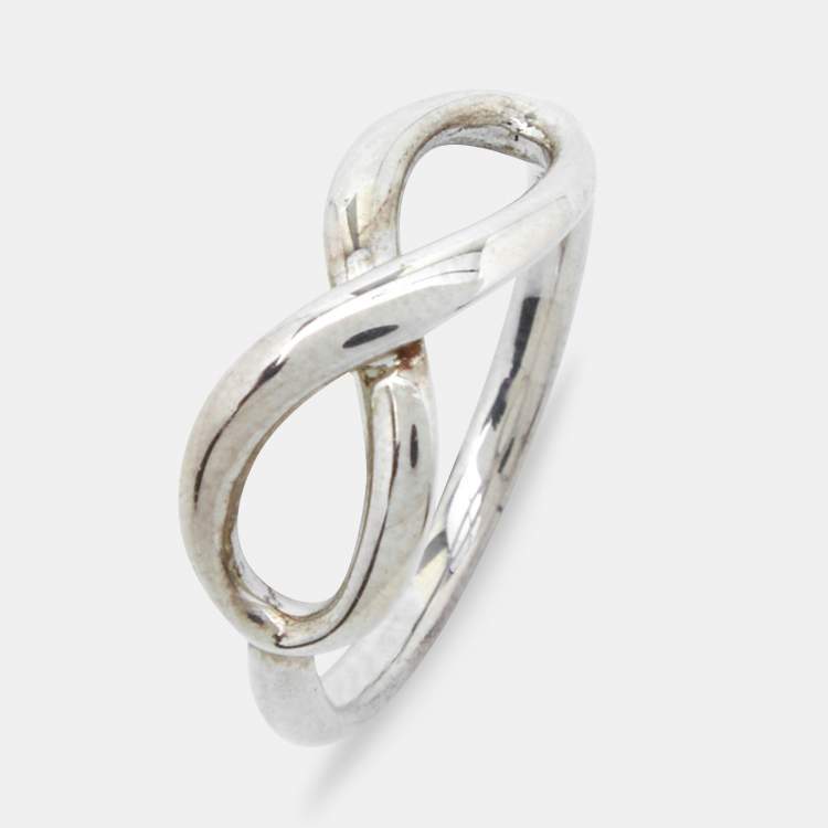 Pre Owned Tiffany & Co. Sterling Silver Infinity Ring Size EU 53