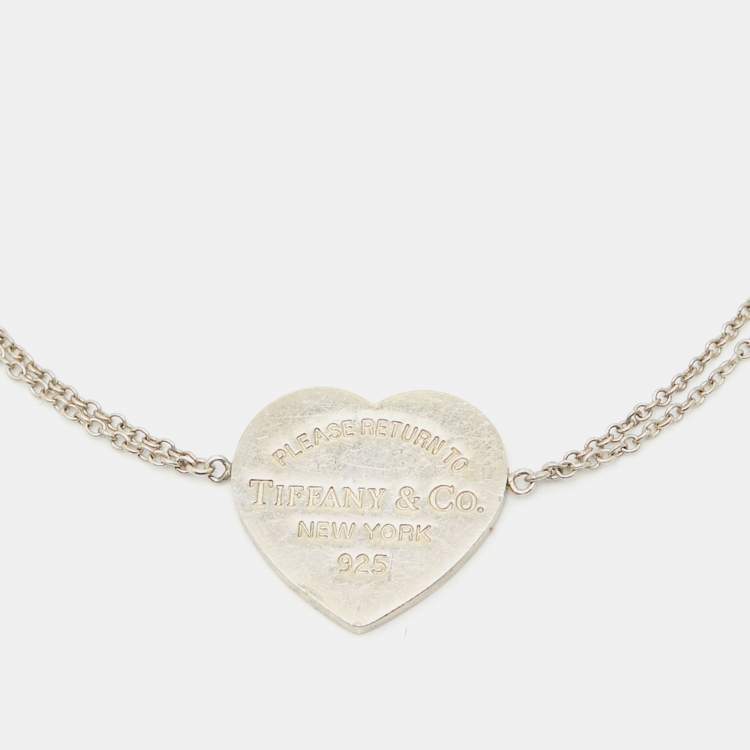 Pre Owned Tiffany & Co. Return to Tiffany Heart Tag Sterling Silver Bracelet