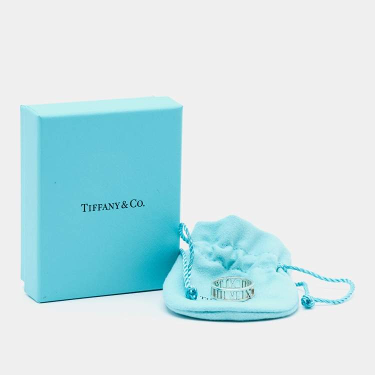 Pre Owned Tiffany & Co. Atlas Silver Open Band Ring Size 58