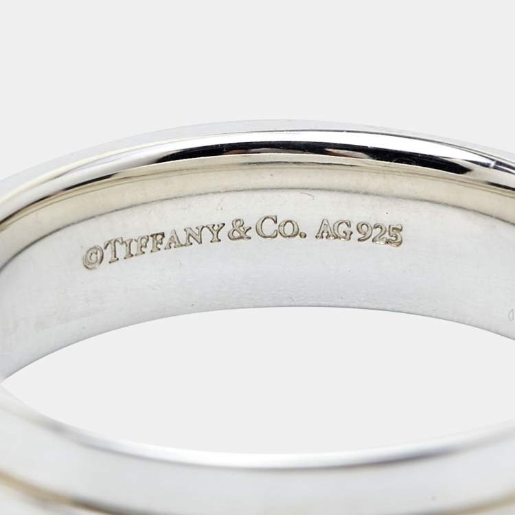 Pre Owned Tiffany & Co. Sterling Silver Tiffany T Band Ring Size EU 61