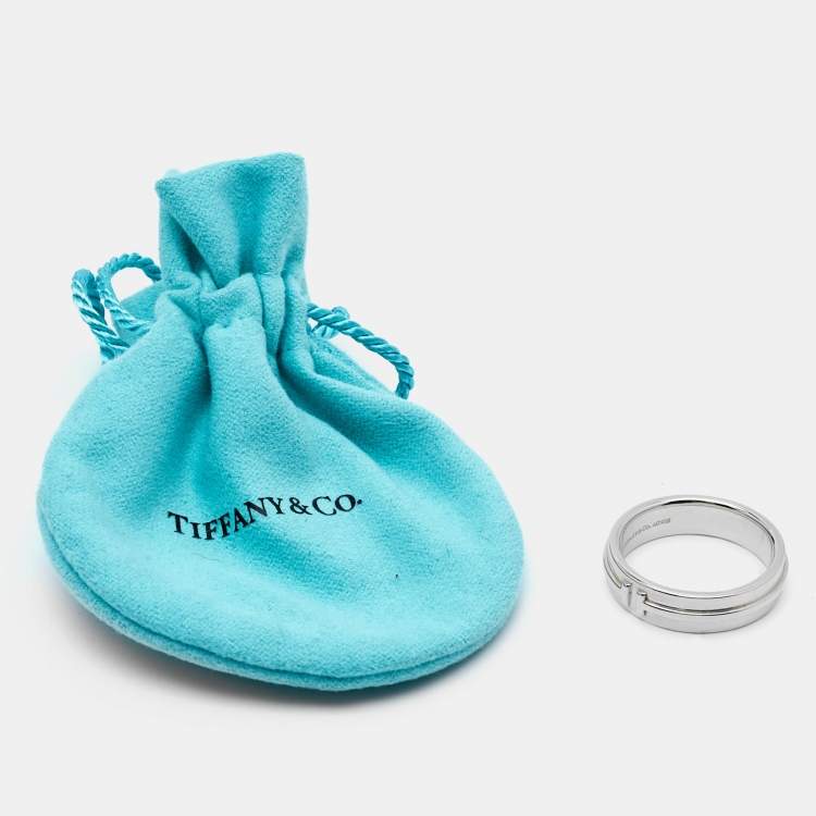 Pre Owned Tiffany & Co. Sterling Silver Tiffany T Band Ring Size EU 61
