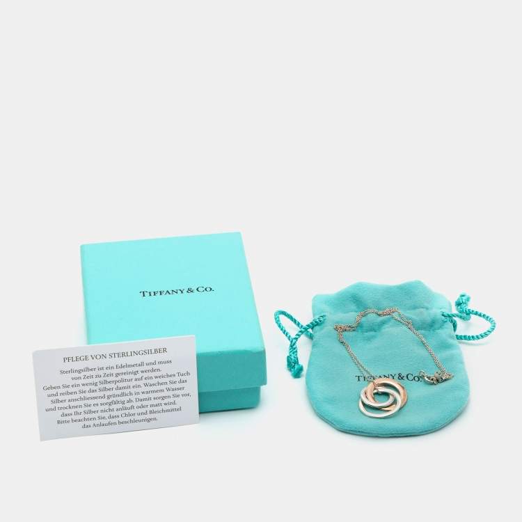 Pre Owned Tiffany & Co. Sterling Silver Rubedo Interlocking Circles Pendant Necklace