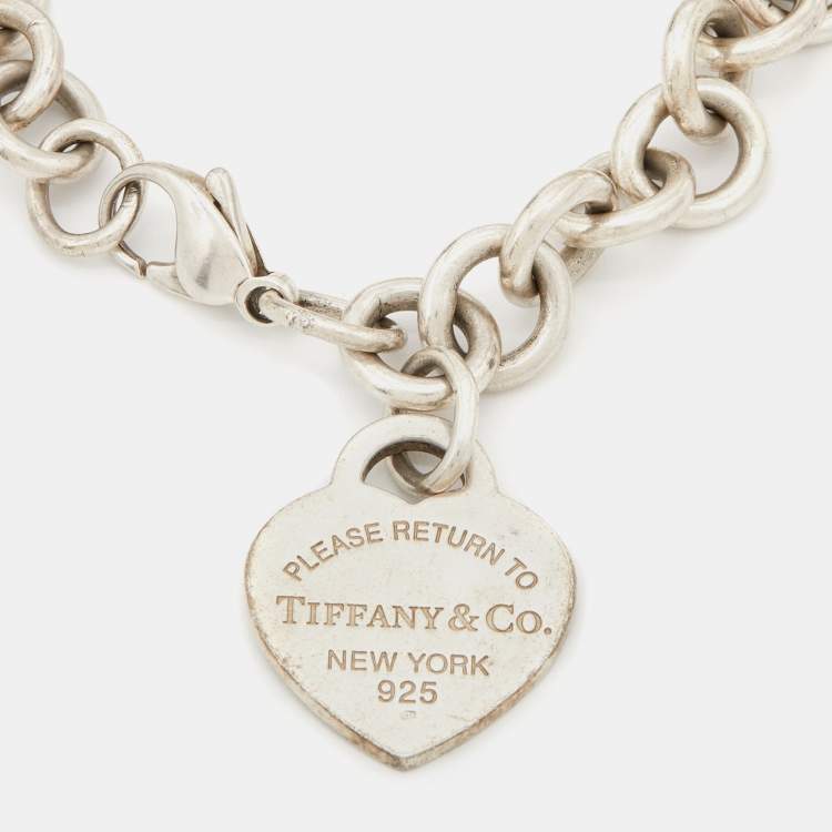 Pre Owned Tiffany & Co. Return To Tiffany Sterling Silver Heart Tag Link Bracelet