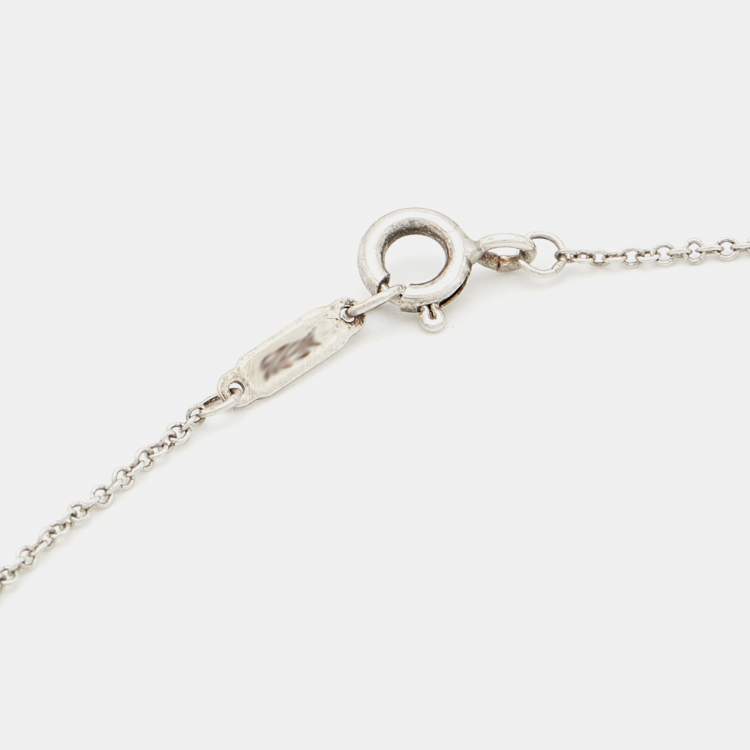 Pre Owned Tiffany & Co. Sterling Silver Twisted Heart Key Pendant Necklace