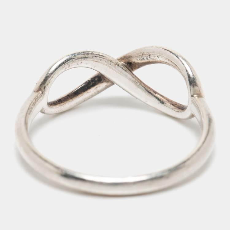 Pre Owned Tiffany & Co. Infinity Sterling Silver Ring Size EU 54