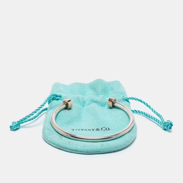 Pre Owned Tiffany & Co. Please Return to Tiffany & Co. Circle Edge Rubedo Sterling Siver Open Cuff Bracelet
