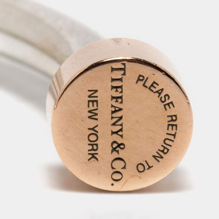 Pre Owned Tiffany & Co. Please Return to Tiffany & Co. Circle Edge Rubedo Sterling Siver Open Cuff Bracelet