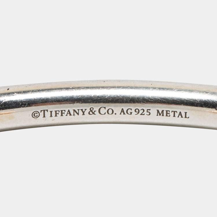 Pre Owned Tiffany & Co. Please Return to Tiffany & Co. Circle Edge Rubedo Sterling Siver Open Cuff Bracelet