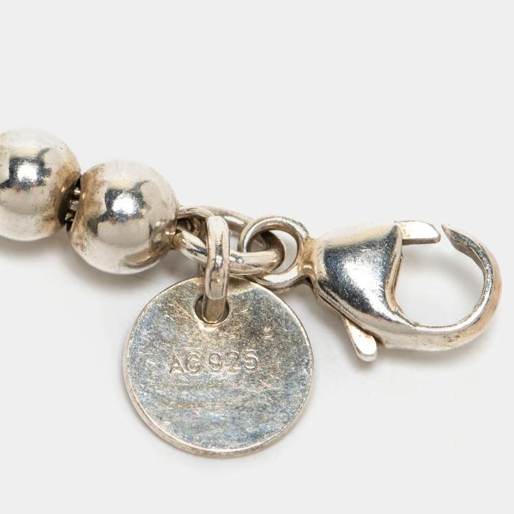 Pre Owned Tiffany & Co. Return To Tiffany Rubedo Heart Tag Sterling Silver Beaded Bracelet