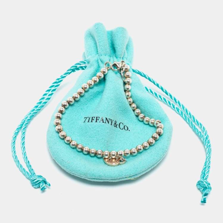 Pre Owned Tiffany & Co. Return To Tiffany Rubedo Heart Tag Sterling Silver Beaded Bracelet