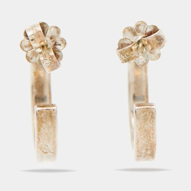 Pre Owned Tiffany & Co. 1837 Narrow Sterling Silver Hoop Earrings