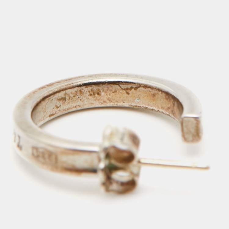 Pre Owned Tiffany & Co. 1837 Narrow Sterling Silver Hoop Earrings