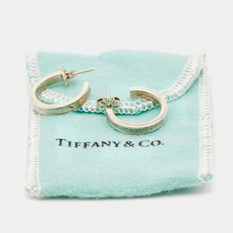 Pre Owned Tiffany & Co. 1837 Narrow Sterling Silver Hoop Earrings