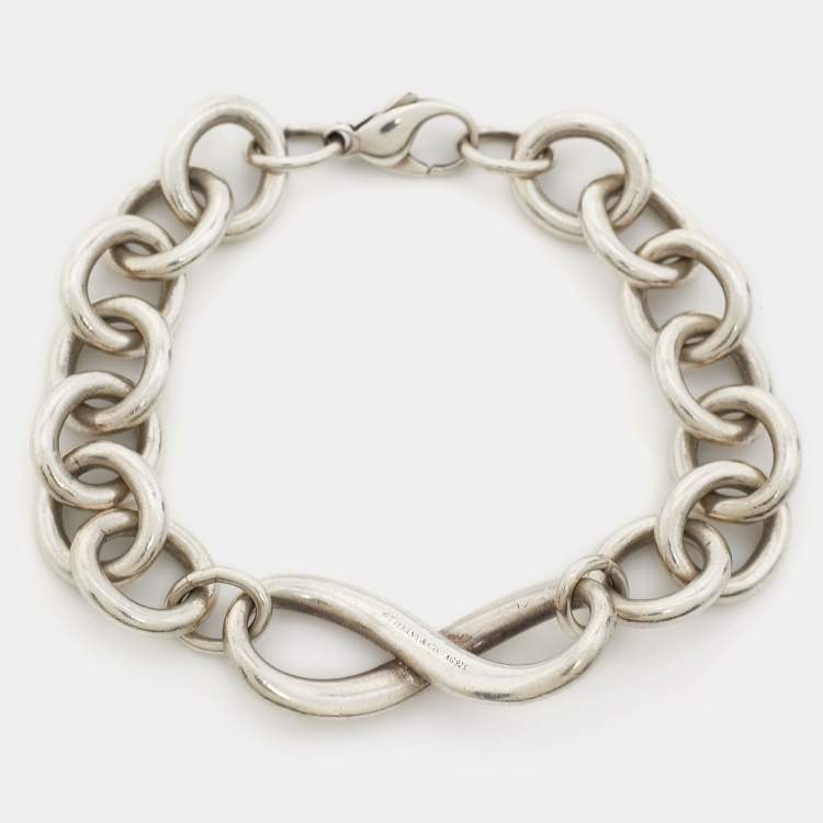 Pre Owned Tiffany & Co. Infinity Sterling Silver Link Bracelet