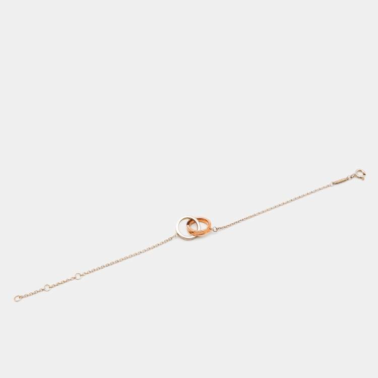 Pre Owned Tiffany & Co. Tiffany 1837 Interlocking Circles Sterling Silver Rubedo Chain Bracelet