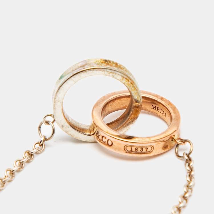 Pre Owned Tiffany & Co. Tiffany 1837 Interlocking Circles Sterling Silver Rubedo Chain Bracelet