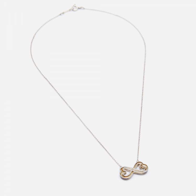 Pre Owned Tiffany & Co. X Paloma Picasso Silver Double Heart Infinity Pendant Necklace