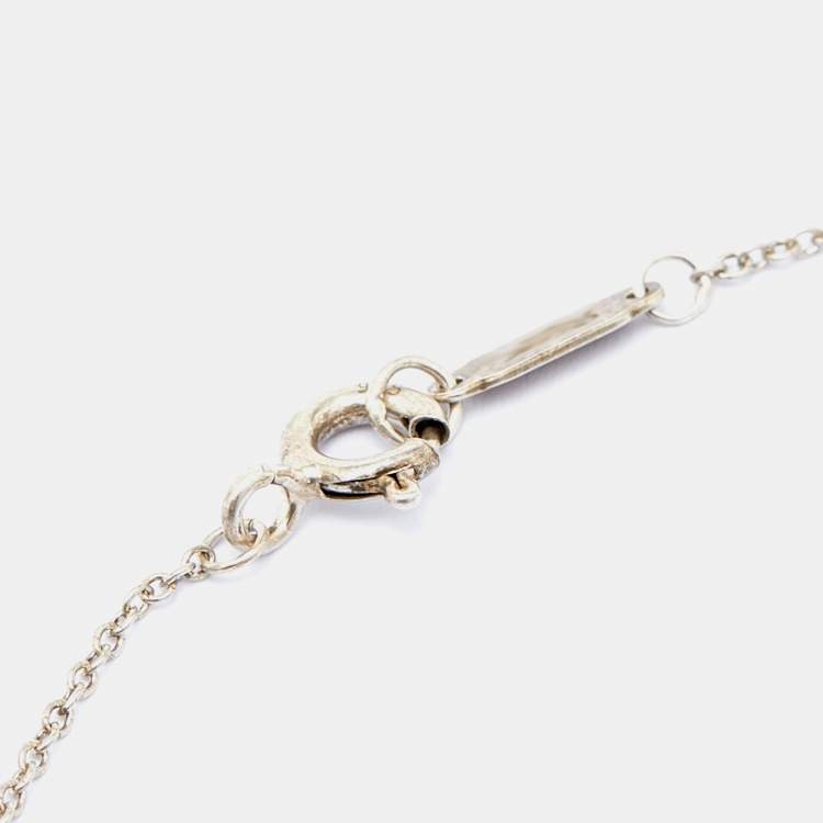 Pre Owned Tiffany & Co. Return to Tiffany Blue Enamel Sterling Silver Double Heart Tag Pendant Necklace