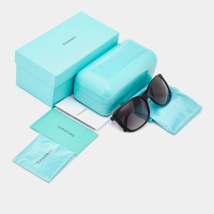 Pre Owned Tiffany & Co. Black/ Grey Gradient TF 4090-B Crystal Embellished Square Sunglasses