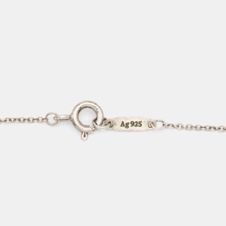 Pre Owned Tiffany & Co. Sterling Silver Double Heart Tag Pendant Necklace