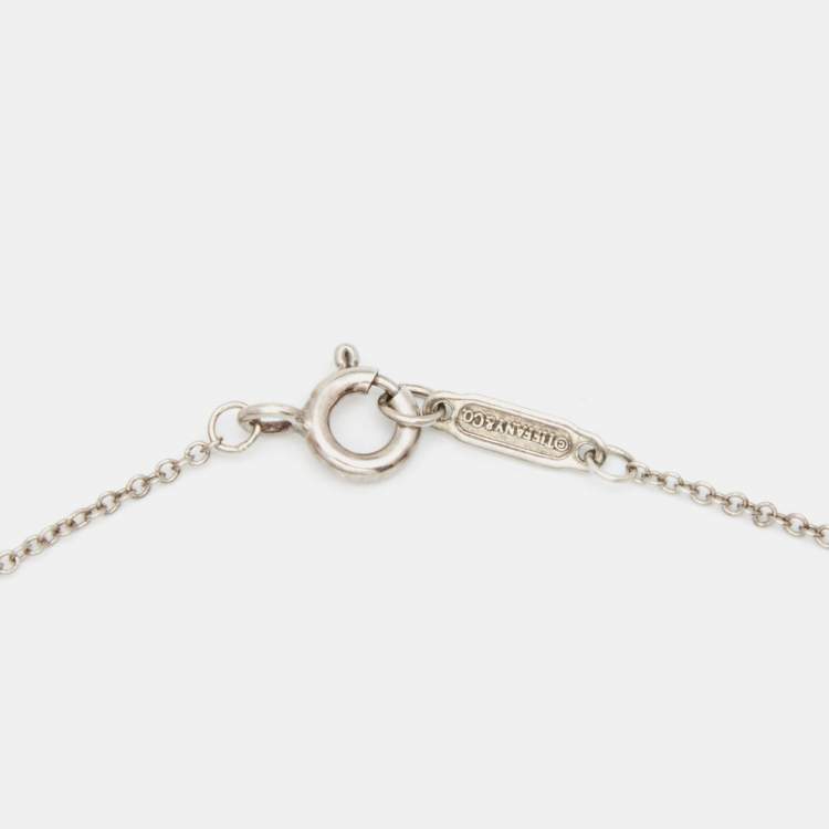 Pre Owned Tiffany & Co. Sterling Silver Double Heart Tag Pendant Necklace