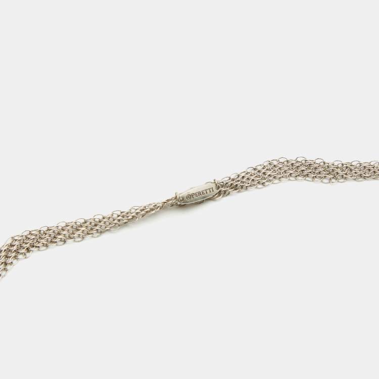 Pre Owned Tiffany & Co. Elsa Peretti Sterling Silver Open Heart Pendant Necklace