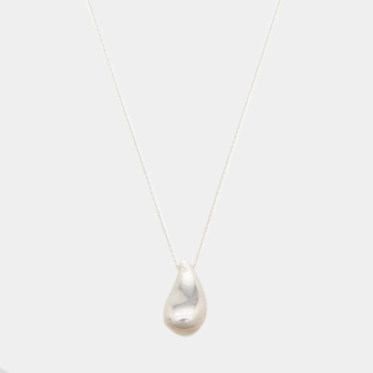 Pre Owned Tiffany & Co. Elsa Peretti Tear Drop Pendant Silver Chain Necklace