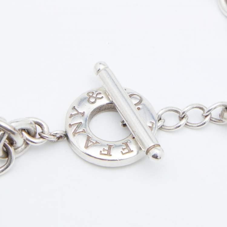 Pre Owned Tiffany & Co. Sterling Silver Heart Tag Charm Toggle Necklace