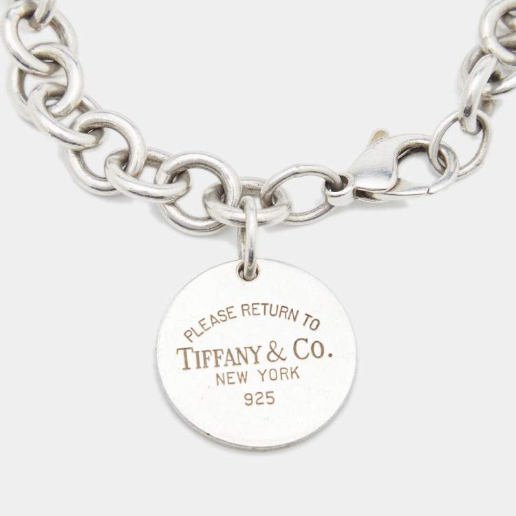 Pre Owned Tiffany & Co. Return to Tiffany Sterling Silver Round Tag Charm Bracelet