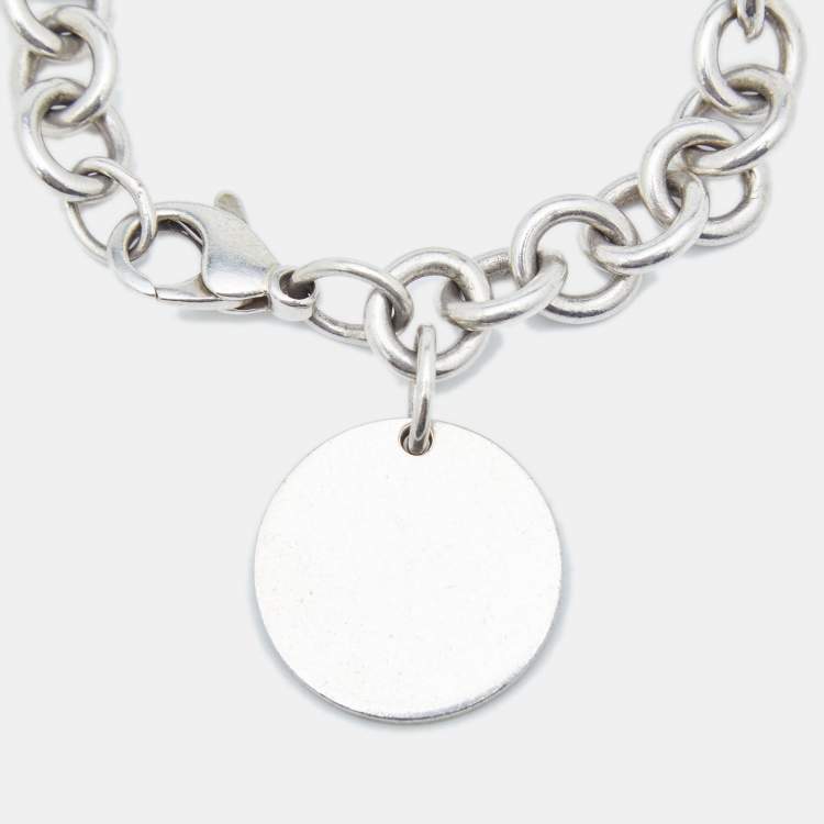 Pre Owned Tiffany & Co. Return to Tiffany Sterling Silver Round Tag Charm Bracelet