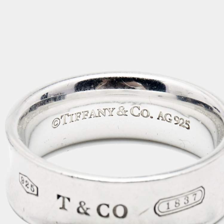Pre Owned Tiffany & Co. Tiffany 1837 Sterling Silver Band Ring Size 55